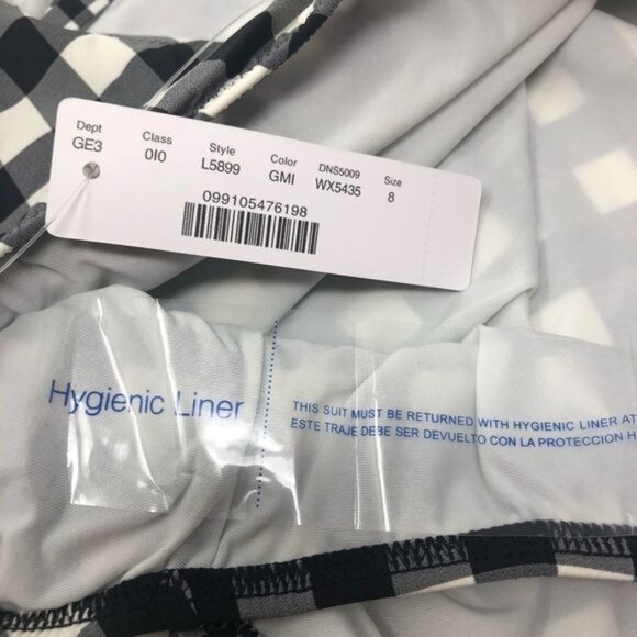 J Crew Deep V neck One piece Swimsuit Black and Ivory Gingham Size 8 and 10 NWT - Picture 7 of 7